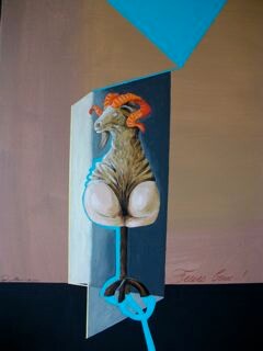 Schilderij getiteld "Fesse bouc.." door Pampouille, Origineel Kunstwerk, Acryl