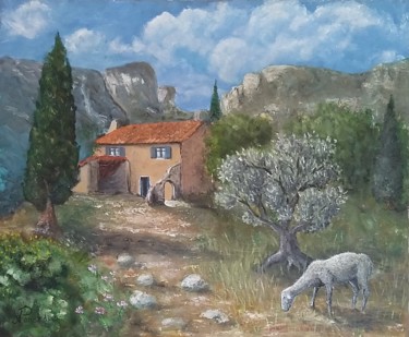Painting titled "Mas provençal" by Nicolas Panardie, Original Artwork, Oil
