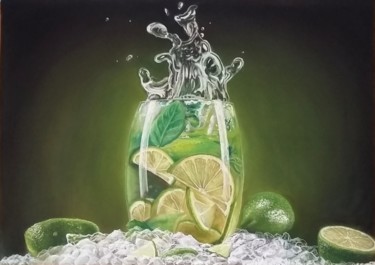 Painting titled "Fresh lemons" by Nicolas Panardie, Original Artwork, Pastel