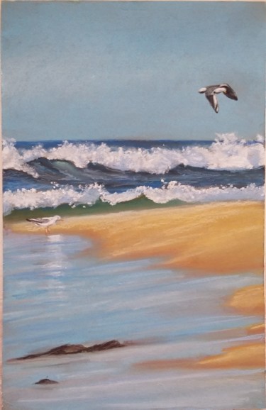 Dessin intitulée "plage" par Nicolas Panardie, Œuvre d'art originale, Pastel