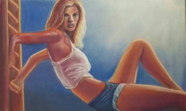 Drawing titled "il-fait-chaud.jpg" by Nicolas Panardie, Original Artwork, Pastel