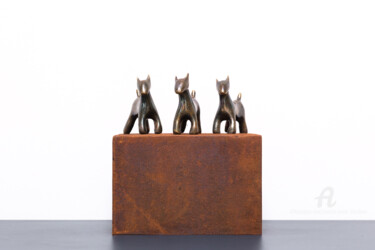 Skulptur mit dem Titel "DOGS" von Pancho Porto Escultura, Original-Kunstwerk, Bronze