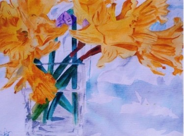 Pittura intitolato "Daffodil" da Barman Pankaj, Opera d'arte originale, Acquarello