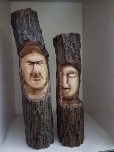 Sculpture titled "pair.jpg" by Pankaj Khare, Original Artwork, Wood