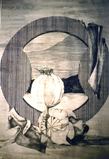 Desenho intitulada "Mohnkapseln" por Tatjana M. Pankau, Obras de arte originais, Tinta