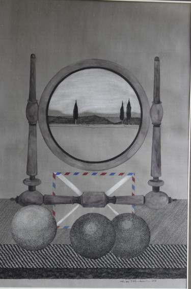 Рисунок под названием "Drei Kugeln" - Tatjana M. Pankau, Подлинное произведение искусства, Чернила