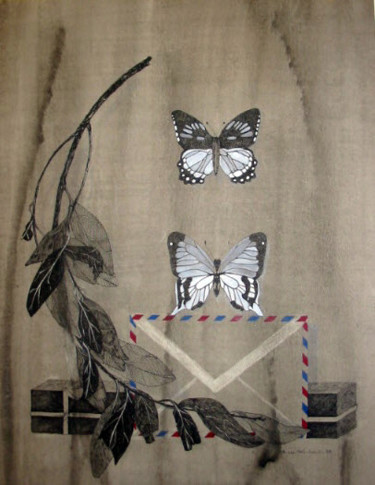 Rysunek zatytułowany „Schmetterlinge” autorstwa Tatjana M. Pankau, Oryginalna praca, Atrament
