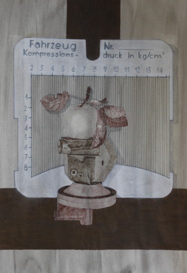 Desenho intitulada "Benzinpumpe" por Tatjana M. Pankau, Obras de arte originais, Tinta