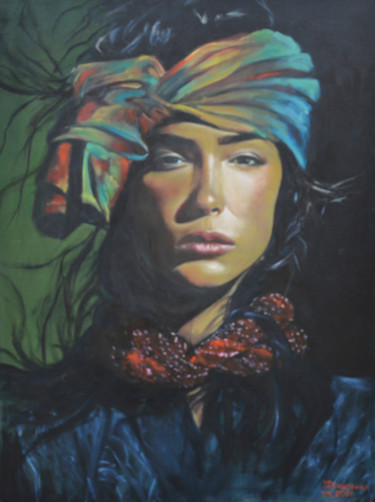 Pintura titulada "A girl in a turban,…" por Pannochki.Art, Obra de arte original, Oleo