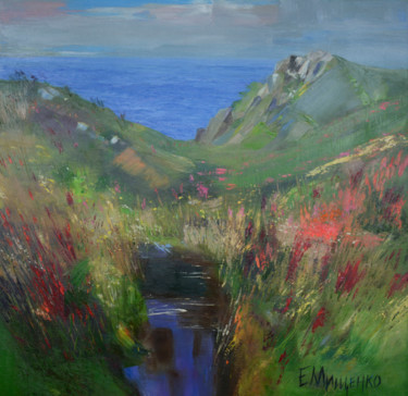 Painting titled "Sea. Hills. Canvas,…" by Pannochki.Art, Original Artwork, Oil