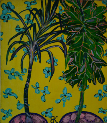 Painting titled "The palm and the cr…" by Pannochki.Art, Original Artwork, Acrylic