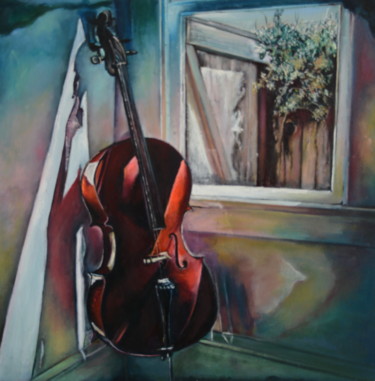 Peinture intitulée "Lonely cello" par Pannochki.Art, Œuvre d'art originale, Huile