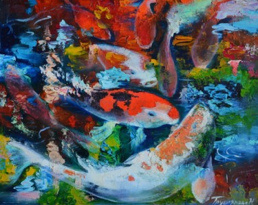 Peinture intitulée "Koi fish.jpg" par Pannochki.Art, Œuvre d'art originale, Huile