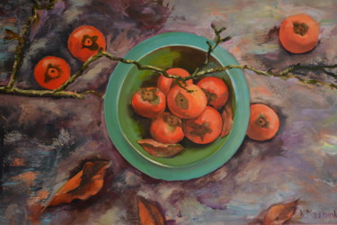 Peinture intitulée "persimmons" par Pannochki.Art, Œuvre d'art originale, Huile