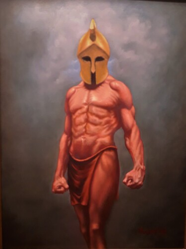 Painting titled "warrior" by Panos Kotsomytis, Original Artwork, Oil