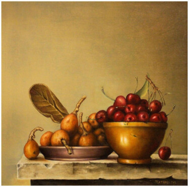 Pittura intitolato "fruits 1" da Panos Kotsomytis, Opera d'arte originale, Olio