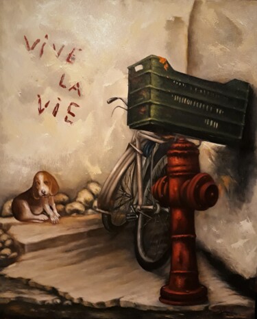 Schilderij getiteld "vive la vie" door Panos Kotsomytis, Origineel Kunstwerk, Olie