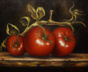 Pintura intitulada "tomate" por Panos Kotsomytis, Obras de arte originais, Óleo