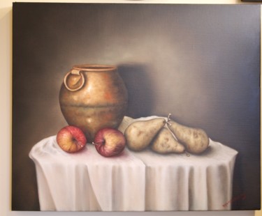 Peinture intitulée "A la table" par Panos Kotsomytis, Œuvre d'art originale, Huile