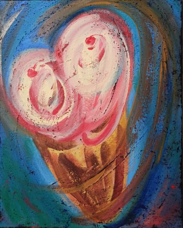 Schilderij getiteld "Cherry ice cream" door Hanna Maris, Origineel Kunstwerk, Acryl