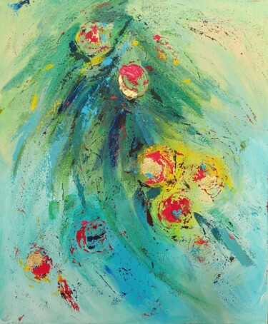 Картина под названием "Christmas bouquet" - Hanna Maris, Подлинное произведение искусства, Акрил