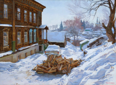 Painting titled "Провинция" by Sergey Panteleev, Original Artwork, Oil