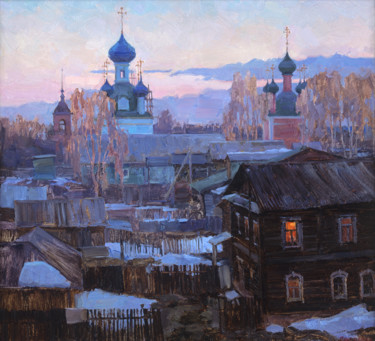 Painting titled "Переславль-Залесски…" by Sergey Panteleev, Original Artwork, Oil Mounted on Wood Stretcher frame