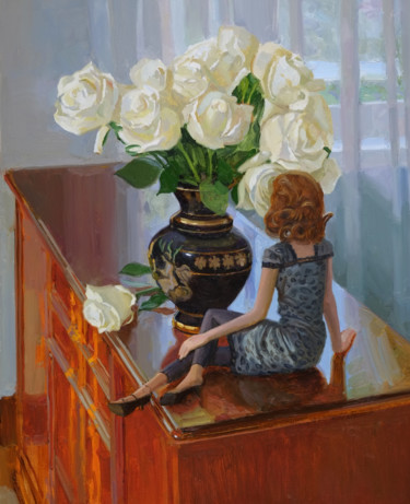 Painting titled "Большие мечты" by Sergey Panteleev, Original Artwork, Oil Mounted on Wood Stretcher frame