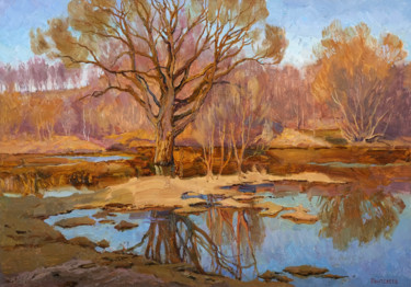 Картина под названием "Большая вода" - Sergey Panteleev, Подлинное произведение искусства, Масло Установлен на Деревянная ра…