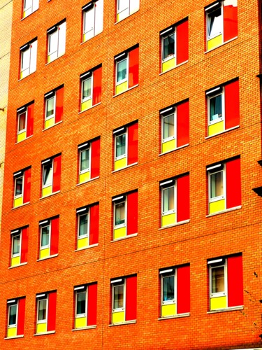 Photographie intitulée "Orange windows" par Paobel, Œuvre d'art originale, Photographie numérique