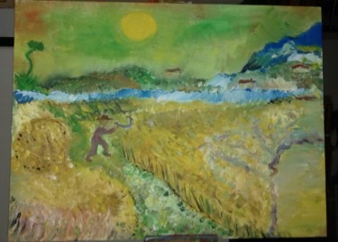 Pittura intitolato "Campo di grano" da Paola Bi, Opera d'arte originale, Olio
