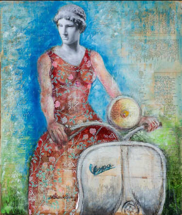 Painting titled "Libera Sapienza" by Paola Alviano Glaviano, Original Artwork, Oil Mounted on Wood Stretcher frame