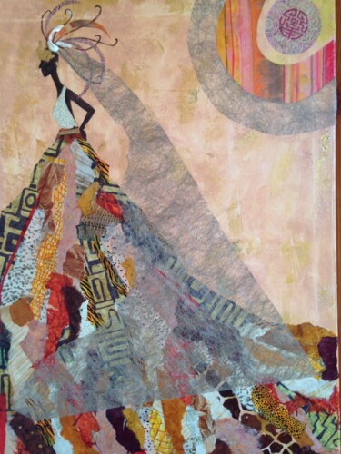 Malerei mit dem Titel "L’epouse en wax" von Paola Korga, Original-Kunstwerk, Acryl