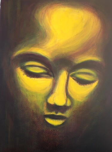 Peinture intitulée "La penseuse" par Paola Korga, Œuvre d'art originale, Acrylique