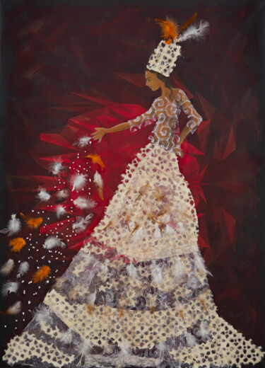 Peinture intitulée "La grande dame aux…" par Paola Korga, Œuvre d'art originale, Acrylique
