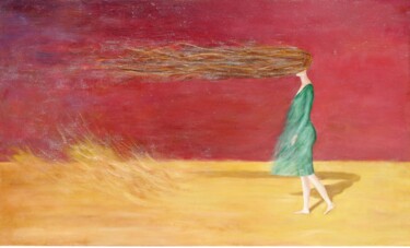 Pintura titulada "Figura nel deserto" por Paola D'Ambrosio, Obra de arte original, Oleo