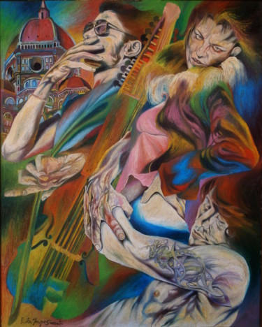 Schilderij getiteld "VIOLA" door Paola Imposimato, Origineel Kunstwerk, Olie Gemonteerd op Frame voor houten brancard