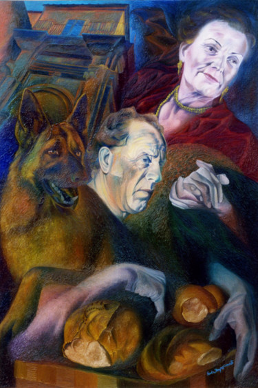 Картина под названием "BETWEEN CUDDLES AND…" - Paola Imposimato, Подлинное произведение искусства, Масло