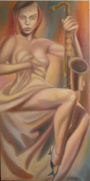 Painting titled "HARMONY AND SEDUCTI…" by Paola Imposimato, Original Artwork, Oil Mounted on Wood Stretcher frame