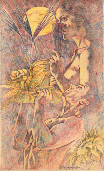 Картина под названием "SUMMER NIGHT" - Paola Imposimato, Подлинное произведение искусства, Цветные карандаши