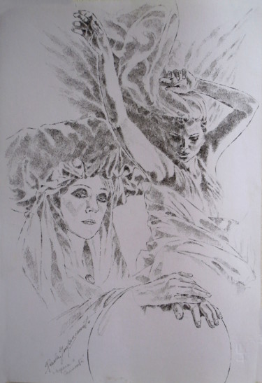 Drawing titled "HALLOWEEN" by Paola Imposimato, Original Artwork, Ink