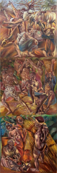 COFFEE AND CEREAL GROWING Peinture intitulée "COFFEE AND CEREAL G…" par Paola Imposimato, Œuvre d'art originale, Huile Monté sur Châssis