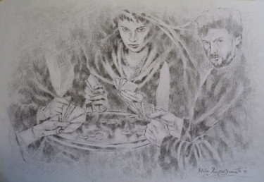 Drawing titled "POKER" by Paola Imposimato, Original Artwork, Ink