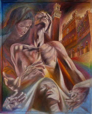 Painting titled "THE ECSTASY OF SAIN…" by Paola Imposimato, Original Artwork, Oil Mounted on Wood Stretcher frame