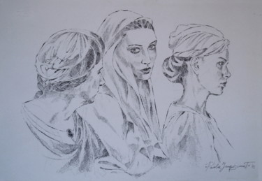 Drawing titled "WOMEN OVER TIME" by Paola Imposimato, Original Artwork, Ink