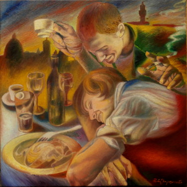 Painting titled "AMONG THE STORNELLI" by Paola Imposimato, Original Artwork, Oil Mounted on Wood Stretcher frame