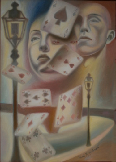 Painting titled "THE VIEW" by Paola Imposimato, Original Artwork, Oil Mounted on Wood Stretcher frame