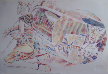 Рисунок под названием "THE NEW CAR" - Paola Imposimato, Подлинное произведение искусства, Чернила
