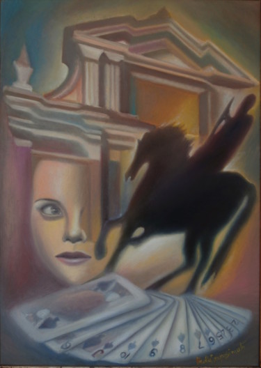 Painting titled "VISION" by Paola Imposimato, Original Artwork, Oil Mounted on Wood Stretcher frame