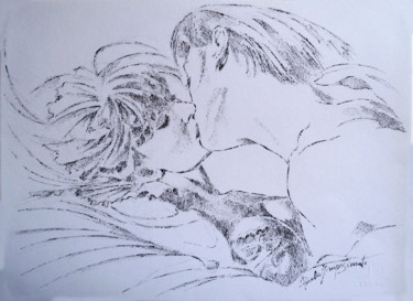 Drawing titled "KISS AFTER KISS" by Paola Imposimato, Original Artwork, Ink